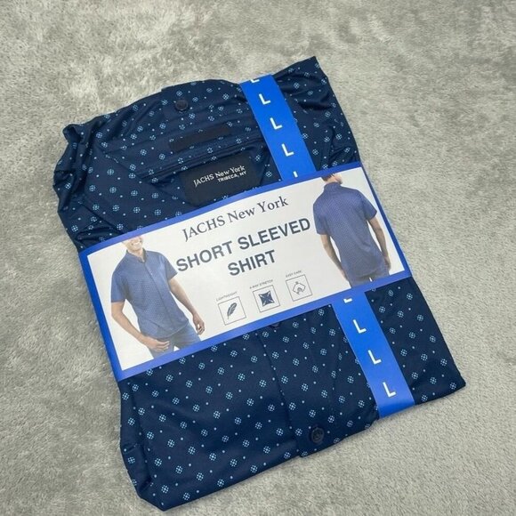 Jachs New York Mens Blue Short Sleeved Shirt Size L Lightweight 6822 - Picture 5 of 6